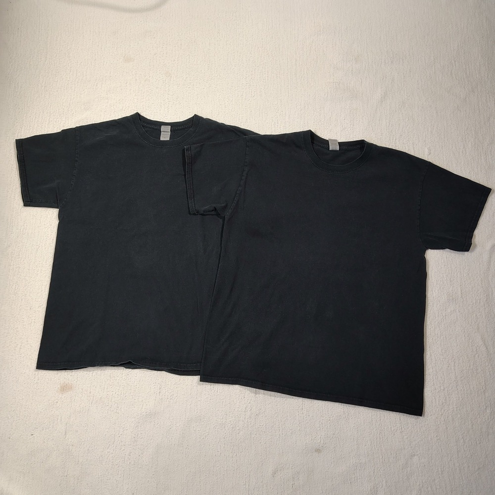 Gildan T-Shirt Mens Large Black 2 Pack Ultra Cotton Short Sleeve Crew Basic Tee